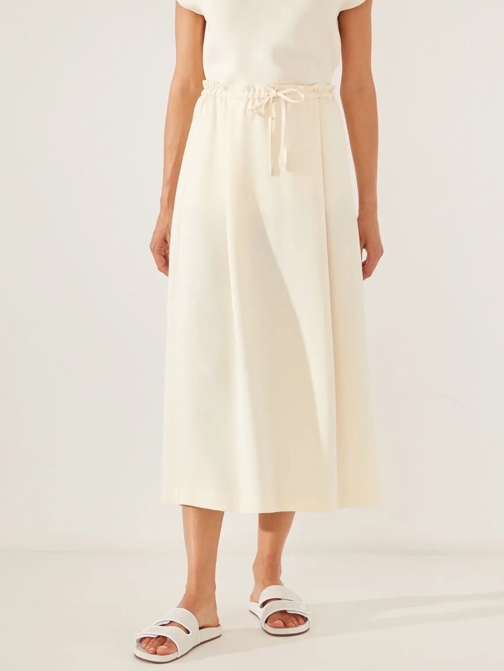 Loro Piana Lina Silk Crepe Midi Skirt 38